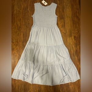 Tiered Light Blue Sleeveless Women’s Size XL Dress Bohemian Cottagecore